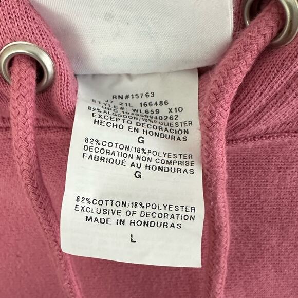 Champion Women's Reverse Weave Cropped Cutoff Hoodie Sweatshirt in Pink Size L - Picture 5 of 8
